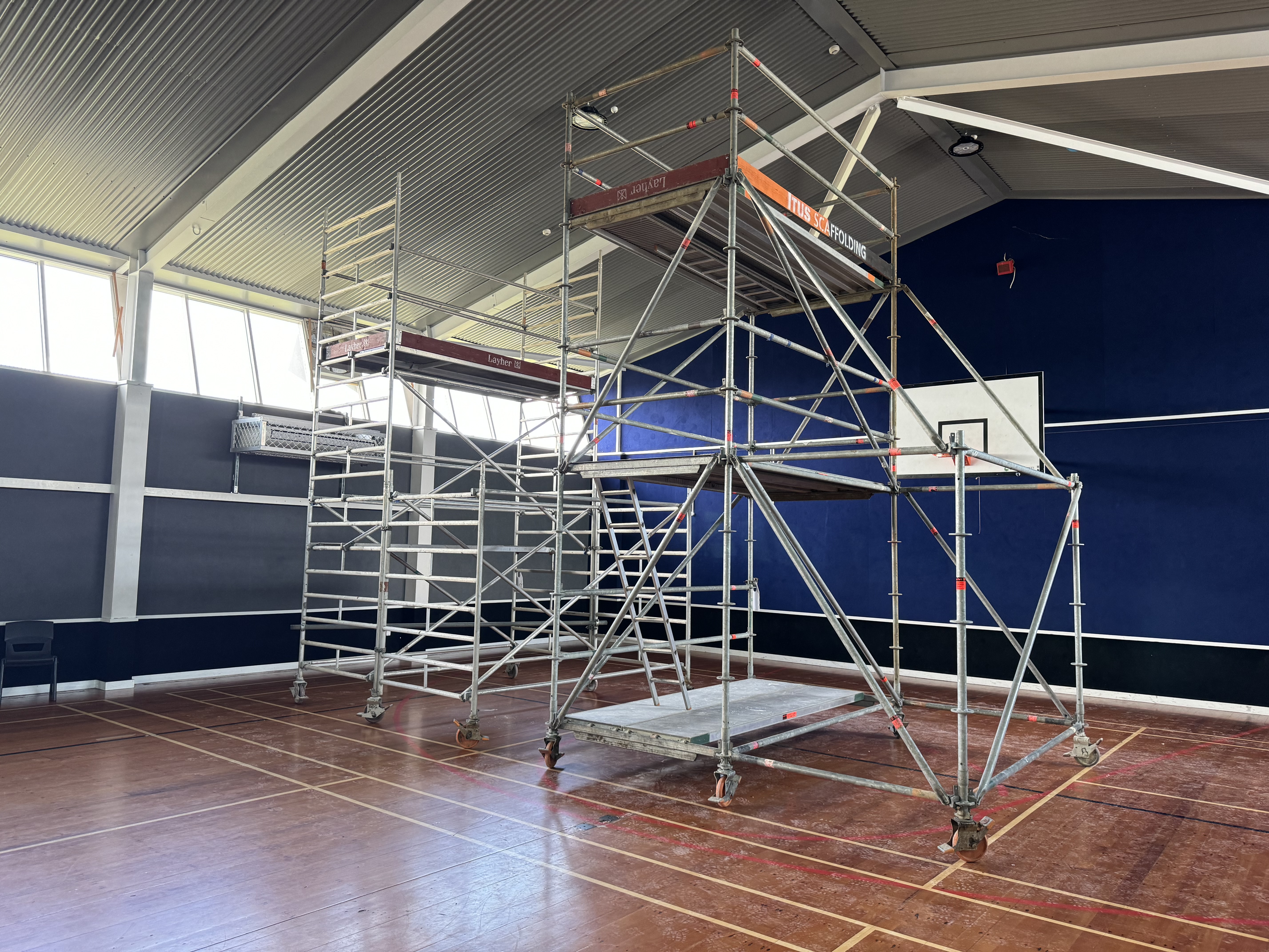 Mobile scaffold tower set up on a worksite